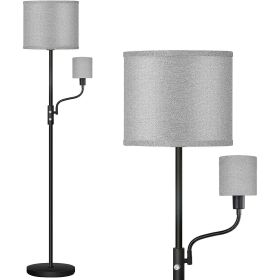 Mother Daughter Floor Lamp with Linen Shade (Color: Grey)