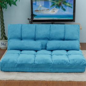 Double Chaise Lounge Sofa Floor Couch (Color: Blue)