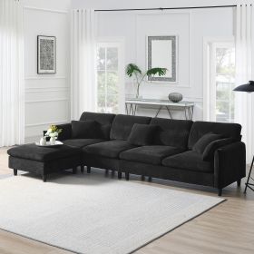 [VIDEO provided][New]110*62" Modern Convertible Sectional Sofa,L-shaped Reversible Couch Set with Free Pillows (Color: as Pic)