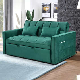 Modern flannel double sofa with folding bed (Color: as Pic)