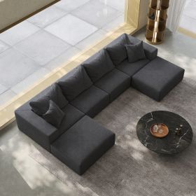 Oversized sponge cloud Upholstered Sectional Sofa Couch (Color: as Pic)