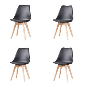 Mid Century Modern Dining Chairs (Quantity: 4, Color: Black)