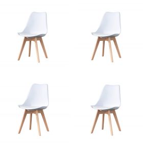 Mid Century Modern Dining Chairs (Quantity: 4, Color: White)