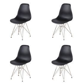 Set of 4 Modern Style Dining Chair, (Color: Black-dd)