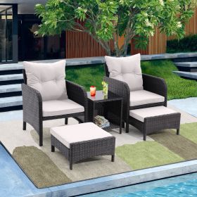 5 Piece Outdoor Patio Furniture Set,All Weather (Color: Beige)