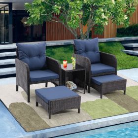 5 Piece Outdoor Patio Furniture Set,All Weather (Color: Peacock Blue)