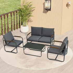 4-Piece Outdoor Patio Furniture Sets (Color: Gray)