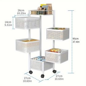 Rotating Kitchen Storage Shelf 5 Tier (Color: White, size: 5th floor)