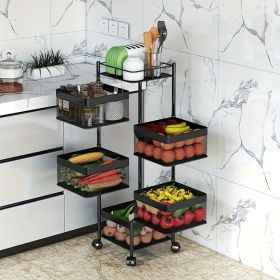 Rotating Kitchen Storage Shelf 5 Tier (Color: Black, size: 5th floor)