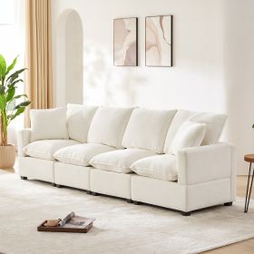 [VIDEO provided] [New] 110*29" Modern Modular Sofa, 4 Seat Chenille Sectional Couch Set with 2 Pillows Included (Color: as Pic)