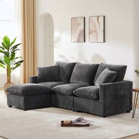 84*57" Modern Modular Sofa, 4 Seat Chenille Sectional Couch Set (Color: as Pic)